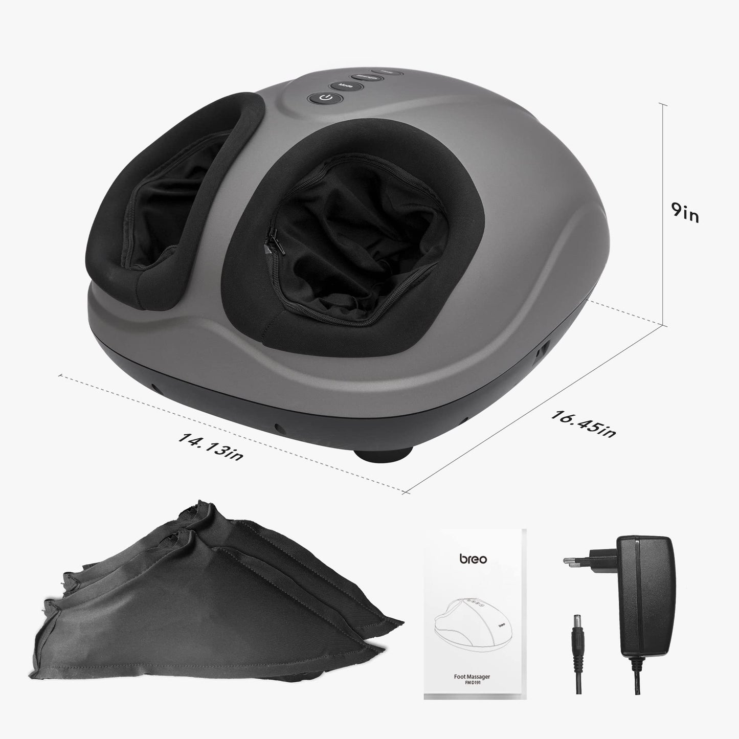 Breo Foot Massager with Heat, Deep Tissue Kneading, Shiatsu Massage Machine for Relax, Relieve Foot Pain, Plantar Fasciitis, Fits Feet Up to Men Size 12, Mother's Day Gift