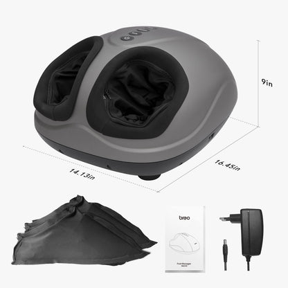 Breo Foot Massager with Heat, Deep Tissue Kneading, Shiatsu Massage Machine for Relax, Relieve Foot Pain, Plantar Fasciitis, Fits Feet Up to Men Size 12, Mother's Day Gift