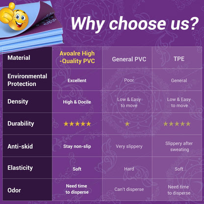 Avoalre Folding Yoga Mat, Eco-Friendly PVC Travel Yoga Mat Packable, Double Sided Non-Slip Printed Yoga Mats with Bag for Home Workout Gym Exercise Fitness Pilates Stretching (72" x 24" x 1/5" Thick)