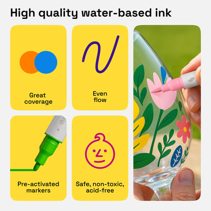 ARTISTRO Acrylic Paint Markers for Fabric, Rock, Wood, Glass, Craft - 24 Quick Dry Dual-Tip Fabric Paint Pens for Halloween Decorations - Pumpkin Painting Kit, Art Supplies, Christmas Gift