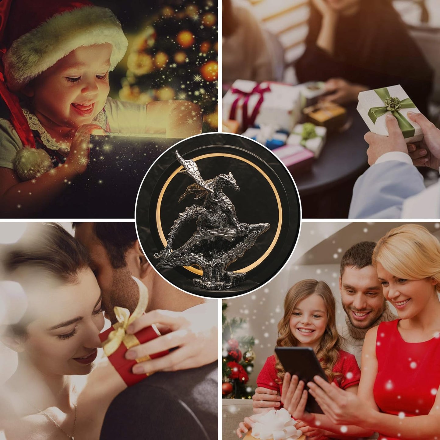 Hmusnwol Dragon Lamp Collectible Decor-Dungeons and Dragons Gifts - 6.15 inch LED Circle Table Lamp for Dragons Lover,Bedroom/Bookshelf/Desk