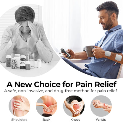 AUVON Rechargeable Digital TENS Unit Muscle Stimulator with 600 mAh Battery, TENS Machine with 8 Customizable Modes, Electric Massager for Shoulder, Back Pain Relief, 6 TENS Pads, A Carry Case