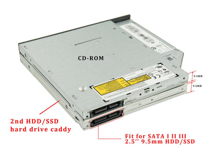 HIGHFINE Universal 9.5mm SATA to SATA 2nd SSD HDD Hard Drive Caddy Adapter Tray Enclosures for DELL HP Lenovo ThinkPad ACER Gateway ASUS Sony Samsung MSI Laptop