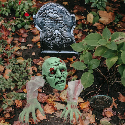WODMAZ Halloween Zombie Stakes Decorations, Scary Zombie with Face and Arms Lawn Stakes, Groundbreaker Stakes for Halloween Patio Yard Lawn Graveyard Scenes Outdoor Party Props Decor, 3Pack
