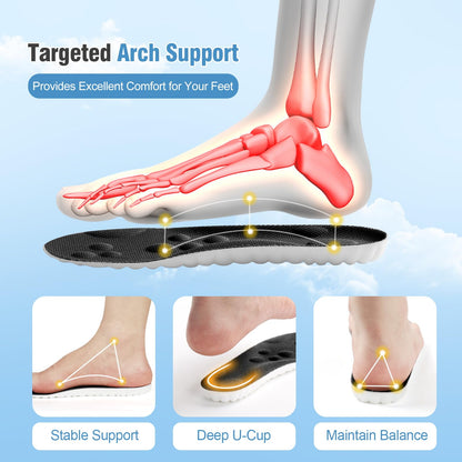 4D Cloud-Like Comfort Soles for Men - Soft Memory Foam Cushioning Insoles - Trim to Fit Steppers Insoles with Arch Support for Foot Pain Relief and Fatigue Reduction(US M 7.5-10.5)
