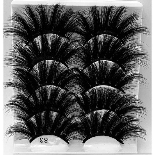 HBZGTLAD NEW 5Pair Fluffy Lashes 25mm 3d Mink Lashes Long Thick Natural False Eyelashes Lashes Vendors Makeup Mink Eyelashesa(5D83)