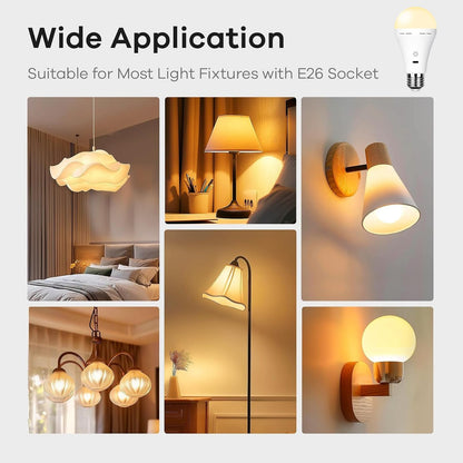 BOBOPAI USB Rechargeable Light Bulb with Remote Control, 2600mAh Battery Powered Light Bulbs E26 Touch Control Dimmable LED Bulb with Timer, Outdoor Emergency Bulb with Hook,3000K/2 Pack