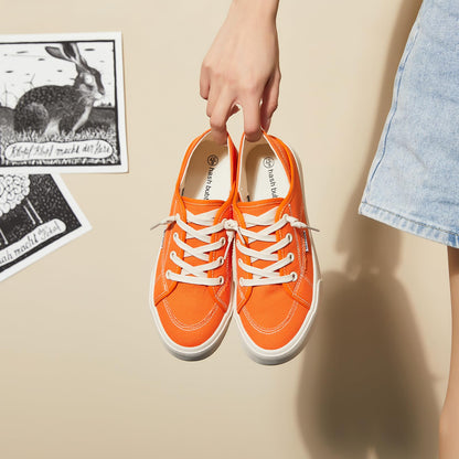 hash bubbie Women's Slip on Shoes Canvas Shoes Non Slip Fashion Canvas Sneakers for Women Low Top Loafers(Orange.US7)
