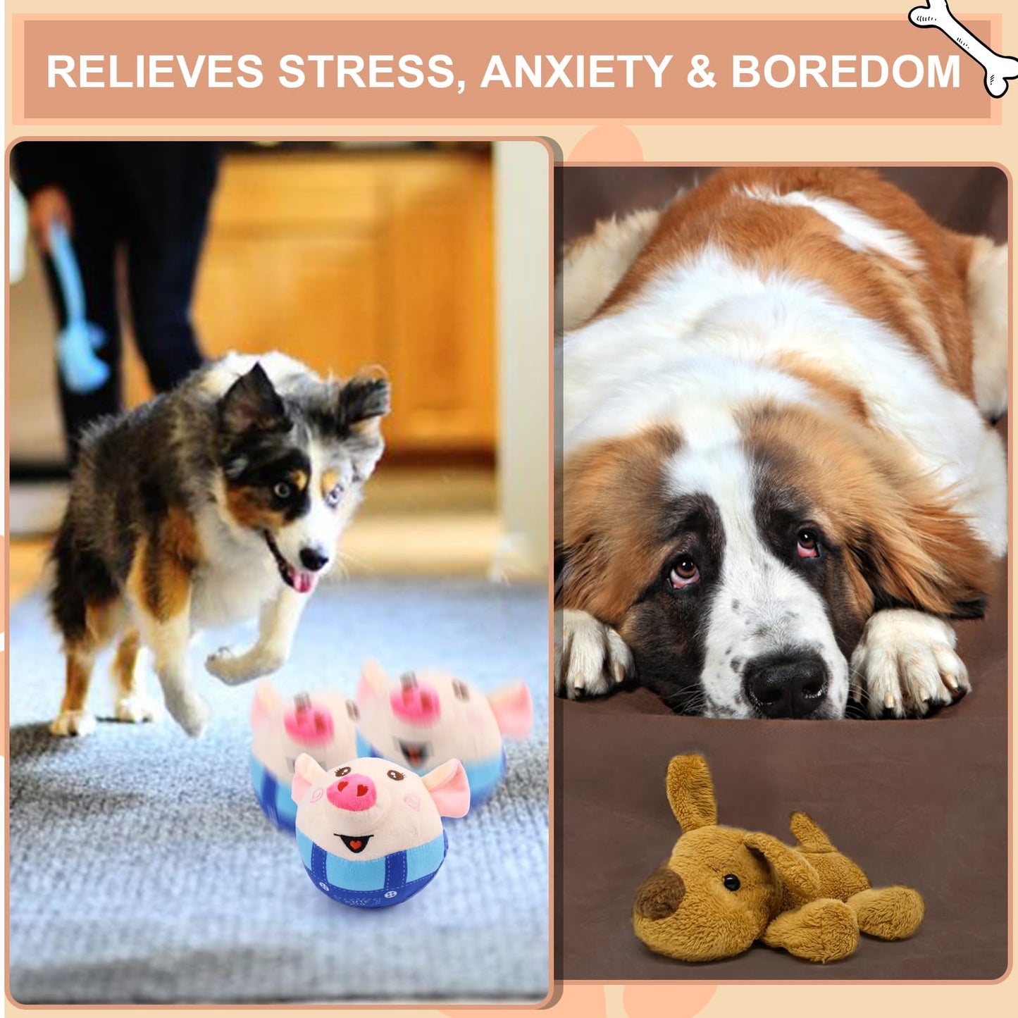 BABORUI Interactive Dog Toys Pig, Jumping Squeaky Dog Toys with Recording and Music Modes, Rechargeable Moving Dog Chew Toys for Small/Medium/Large Dogs to Keep Them Busy(Blue Pig)