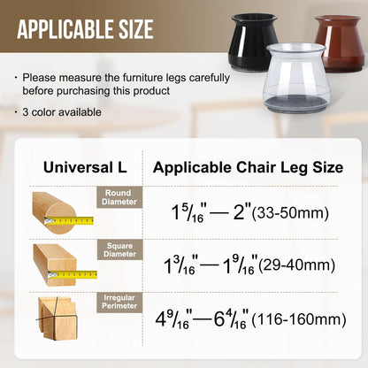BUMACO 40Pcs Chair Leg Floor Protectors Chair Leg Protectors for Hardwood Floors Silicone Pads Covers to Protect Floors Universal L Clear Fit (1-5/16"~2")