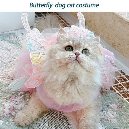 Anelekor Butterfly Dog Costume Pink Dog Dress with Leash Ring Lolita Puppy Clothes for Small Dog Girl Halloween Cat Outfit for Kitten Chihuahua Yorkie Pomeranian(Purple, Large)