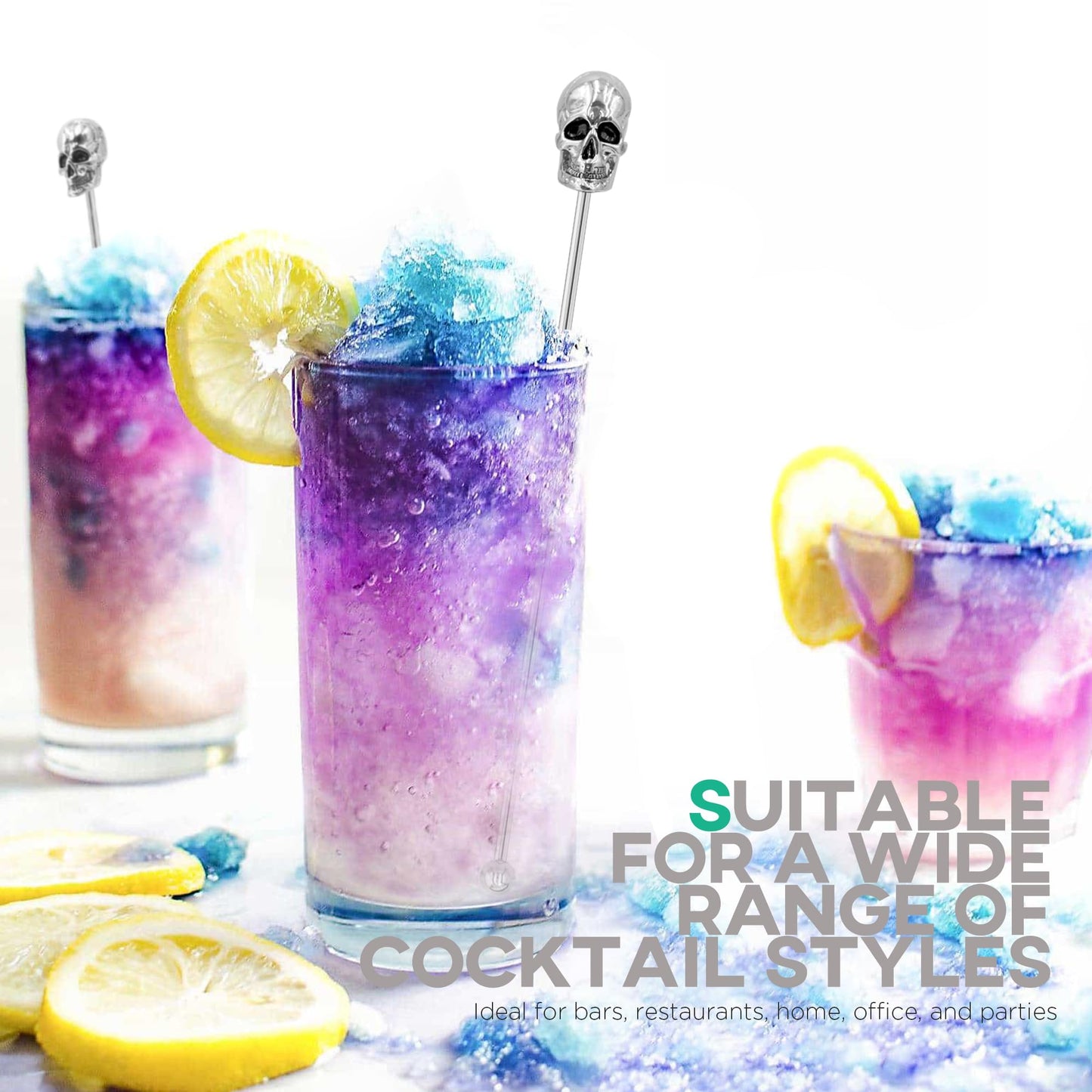 Homestia Coffee Stick Stainless Steel Swizzle Stick Reusable Metal Stir Sticks Cocktail Coffee Drink Stirrer Spoon Beverage Cocktail Stirrers Stir with Skull (7.5'' Long, Set of 6)