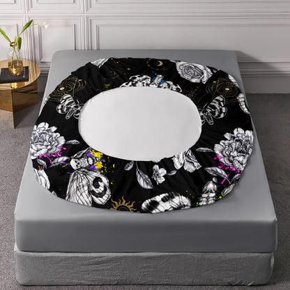 HOSIMA Death Moth Skull Heads Fitted Sheets Queen Bedroom Set Horror Theme Halloween Bedding,Goth Bedding Butterfly Bed Set for Adults Boys Girls Room Decor Floral Sheets Deep Pocket.