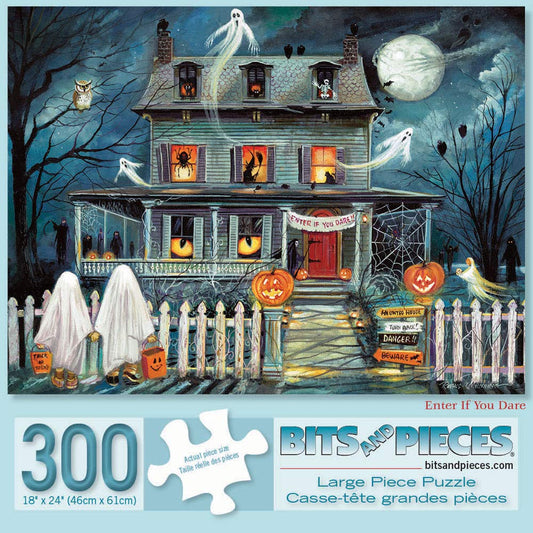 Bits and Pieces – Enter If You Dare Jigsaw Puzzle for Adults – Haunted House Halloween Scene – 300 & 500 (18" x 24"), 1000 (20" x 27") & 1500 (24" x 33") Piece Options (300 Piece Puzzle)