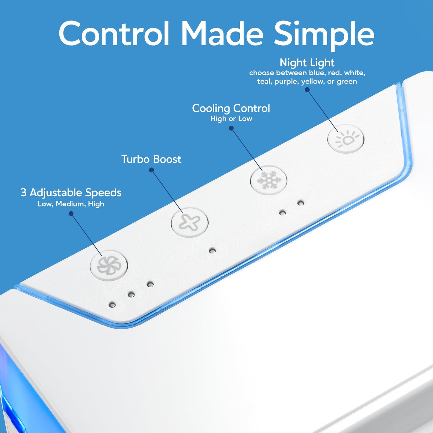 Arctic Air Pure Chill 2.0 Evaporative Air Cooler by Ontel - Powerful, Quiet, Lightweight and Portable Space Cooler with Hydro-Chill Technology For Bedroom, Office, Living Room & More,Blue