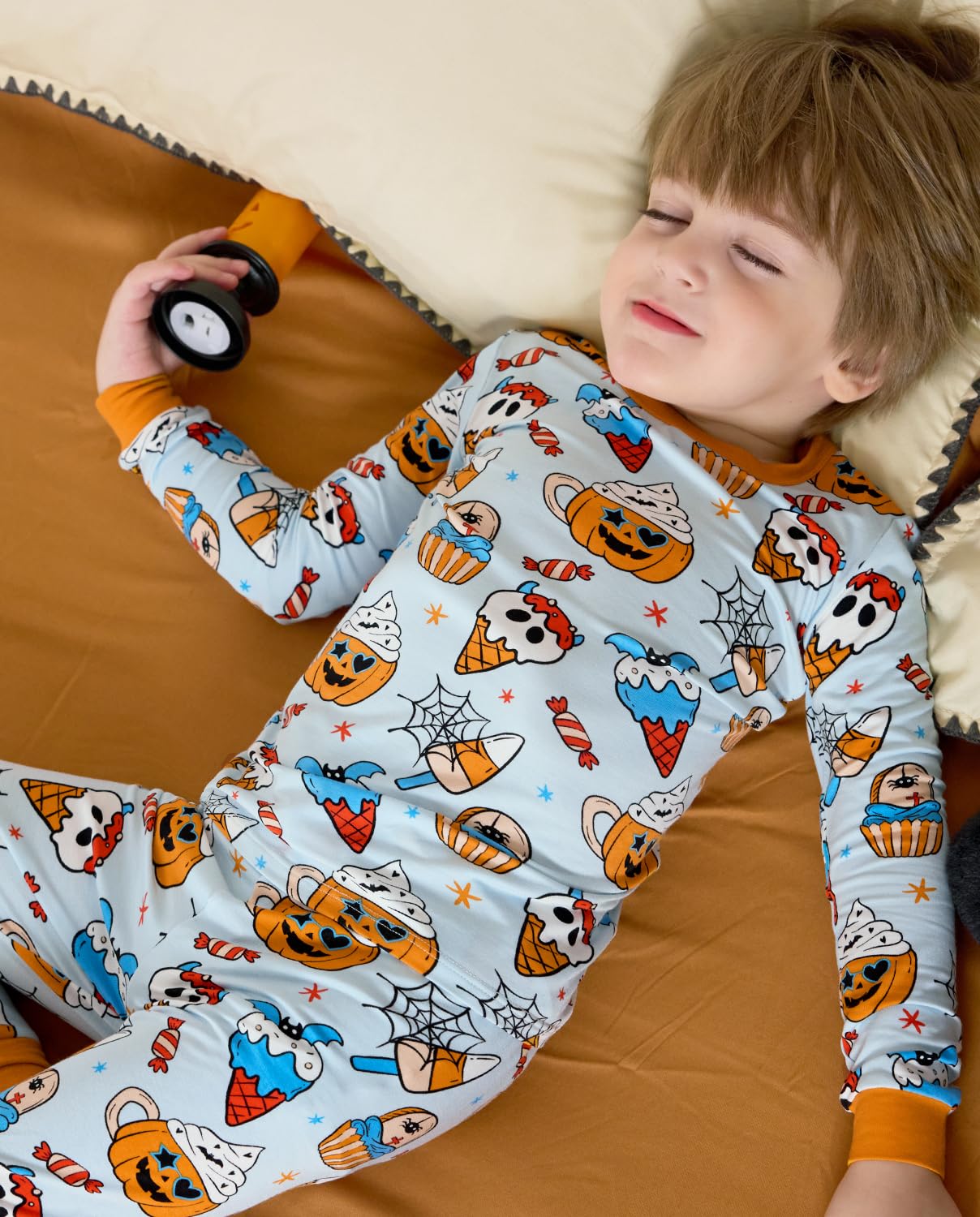 Bamboo Viscose Toddler Halloween Pajamas Boys Girls Kids Baby 2pcs Long-Sleeve Pyjamas Set 5-6Y Snug fit Sleepwear Pjs