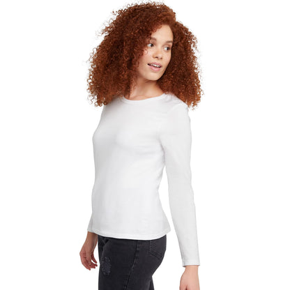 Hanes Long Sleeve Cotton T-Shirt, Lightweight Crewneck Tee for Women, Modern Fit, White