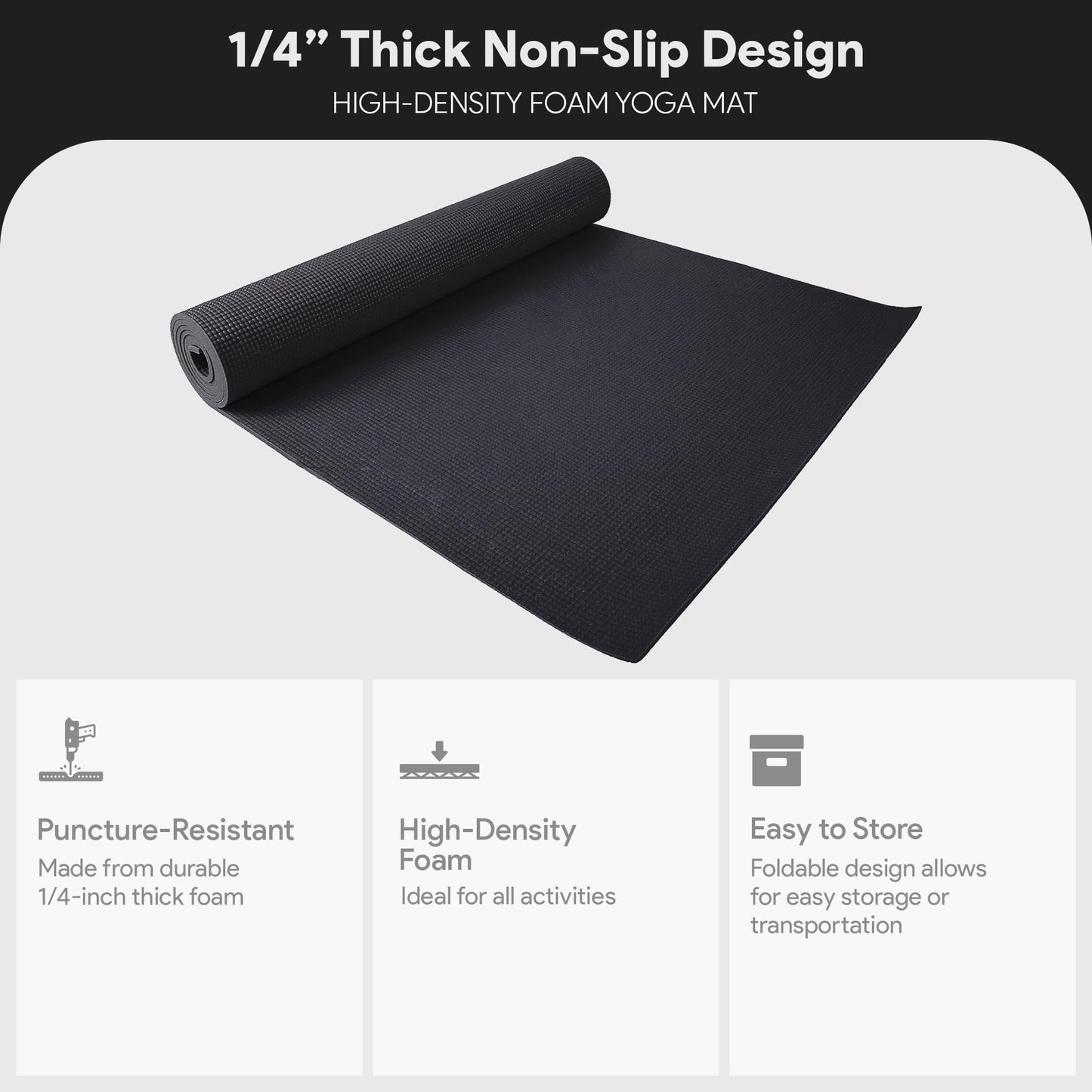 BalanceFrom GoYoga All Purpose High Density Non-Slip Exercise Yoga Mat with Carrying Strap, 1/4"
