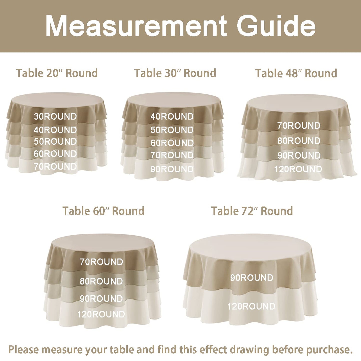 Hiasan Checkered Round Tablecloth 60 Inch - Waterproof Stain and Wrinkle Resistant Washable Fabric Table Cloth for Dining Room Party Outdoor Picnic, Black and White