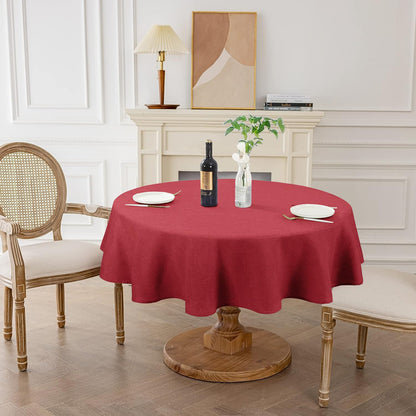 AUSSPVOCT Textured 54 Inch Round Tablecloth Up to 35'' Dia Tables Waterproof Spill-Proof Wipeable Table Cloth Wrinkle Free Circle Dining Table Cover for Birthday Farmhouse Outdoor Party Tablecloths
