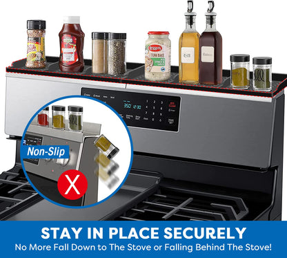 Hydream Stove Top for Silicone Shelf,30 Inch Magnetic Shelf Over the Stove Spice Rack,Kitchen Organizer Magnet Above Stovetop Back of Flat Storage Suctioned-Black