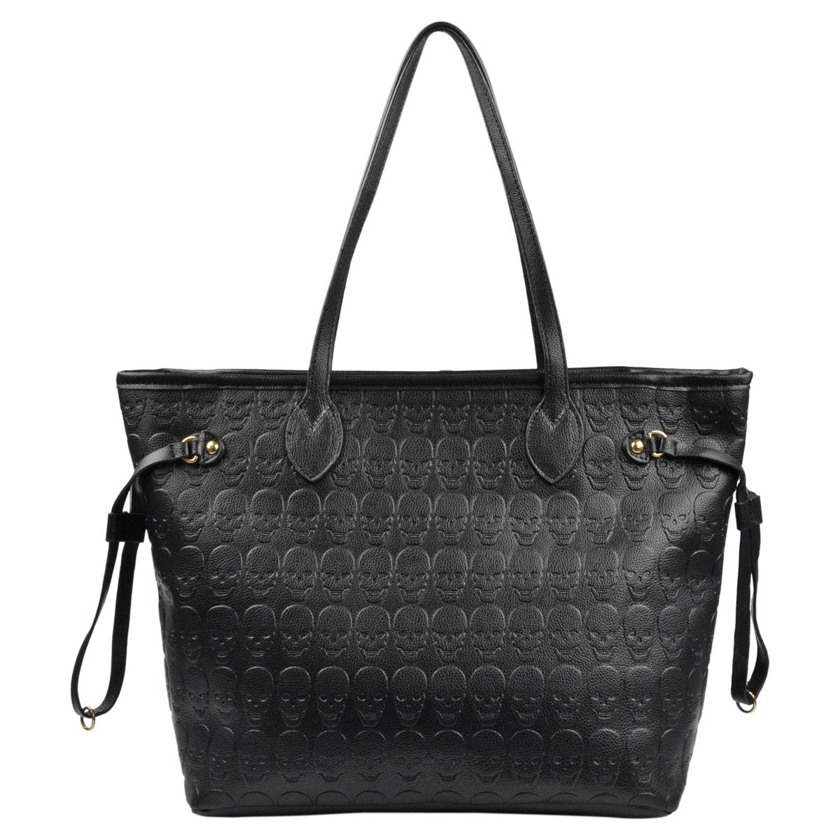 Women Devil Skull Purse Handbags Pu Leather Top-Handle Satchel Shopping Bag with Clutch Purse Black