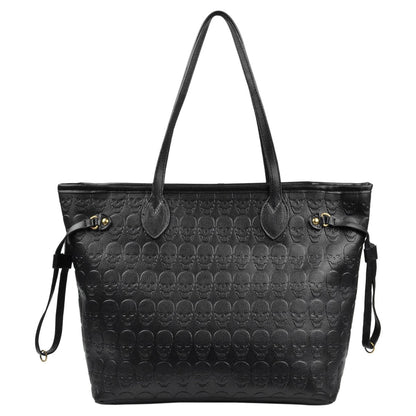 Women Devil Skull Purse Handbags Pu Leather Top-Handle Satchel Shopping Bag with Clutch Purse Black