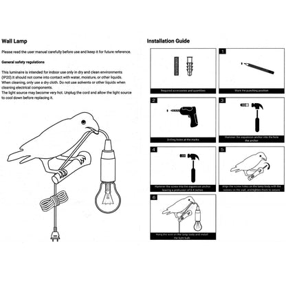 HGomx Raven Desk Lamp, Black Resin LED Bird Lamp for Bedroom/Office/Living Room/Farmhouse Art Deco with Plug (Left)