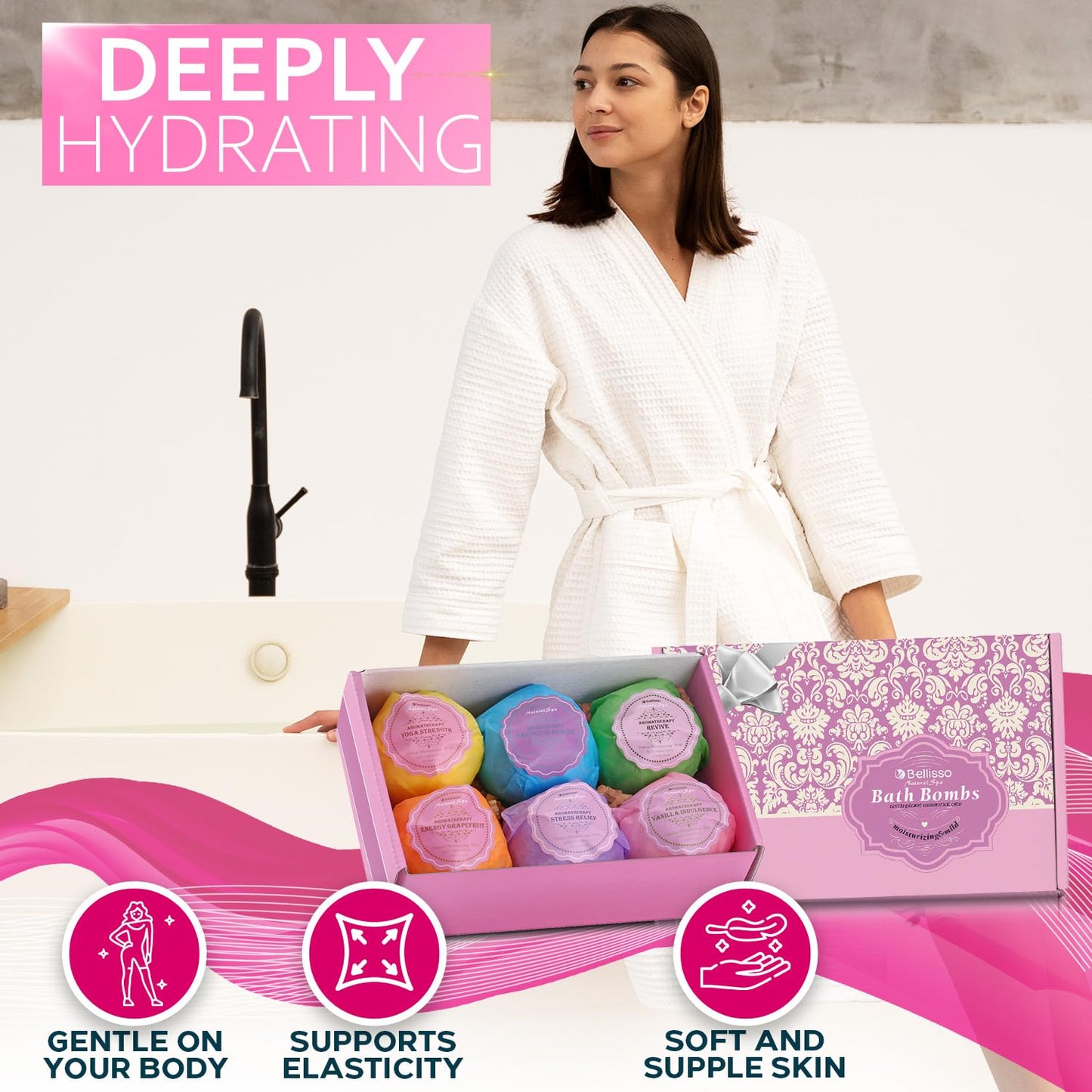 Bath Bombs Gift Set - 6 Bubble Bath Fizzies (6 x 2oz) with Natural Dead Sea Salt Cocoa and Shea Essential Oils - Best Gift Idea for Birthday, Mom, Woman, Girl, Him, Kids