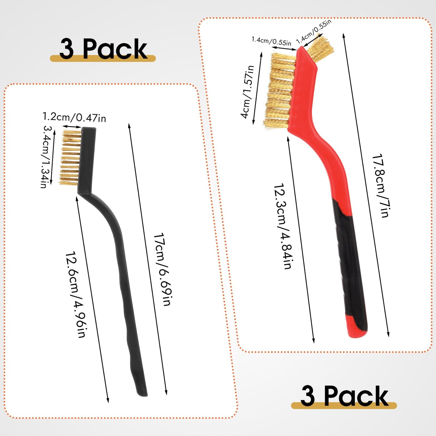 6 Pieces Wire Brushes Set, Small Metal Brass/Stainless Steel/Nylon Brushes for Cleaning Metal Rust and Paint Removal