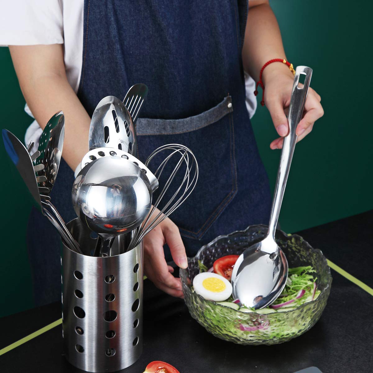 Berglander Stainless Steel Solid Serving Spoon, Non-Stick And Heat Resistant, Dishwasher Safe, Easy to Clean