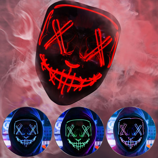BOMLY Halloween Purge Light Up Scary Mask - LED EL Wire Mask for Festival Party Gifts