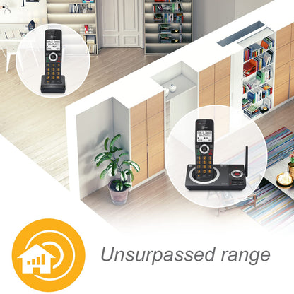 AT&T CL82219 DECT 6.0 2-Handset Cordless Phone for Home with Answering Machine, Call Blocking, Caller ID Announcer, Intercom and Long Range, Black