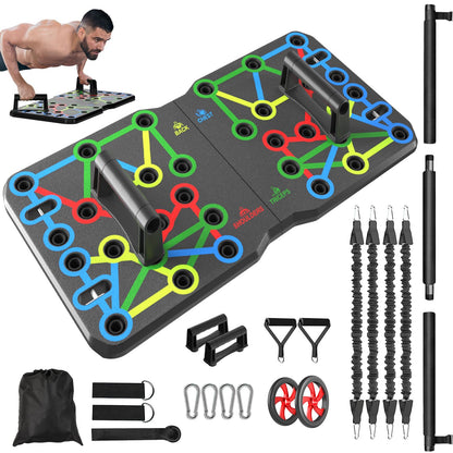 AERLANGUpgraded Push-up Board Home Fitness Accessories, Multifunctional 30-in-2 Push-up Bar Fitness Equipment, Portable Strength Training Equipment with Push-up Handles and Pilates Bar