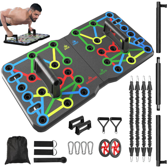 AERLANGUpgraded Push-up Board Home Fitness Accessories, Multifunctional 30-in-2 Push-up Bar Fitness Equipment, Portable Strength Training Equipment with Push-up Handles and Pilates Bar