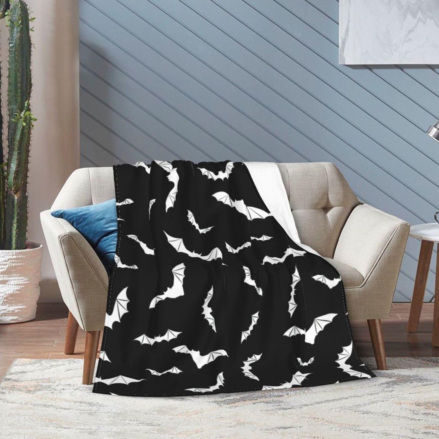 Bats Halloween Goth Fleece Flannel Blanket Throw Warm Lightweight Blankets for Home Office All Season (Bats Halloween Goth, 50X40)