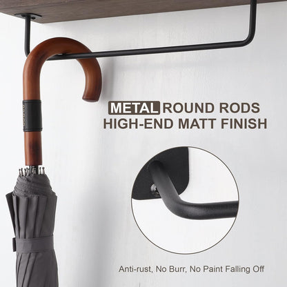 HYDERMUS Hat Rack for Wall with Shelf for 24 Baseball Caps Metal Hat Organizer with 12 Clips and 12 Hook Hat Holder Wall Mounted for Baseball Caps Trucker Hat and Others Hat Weathered Walnut