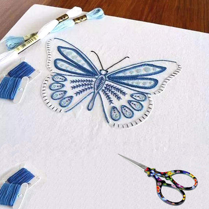 BIHRTC 3.6 Inch Embroidery Scissors - Sharp Stainless Steel Pointed Scissors for Cross Stitch, Sewing, Craft & DIY - Black Flower Design