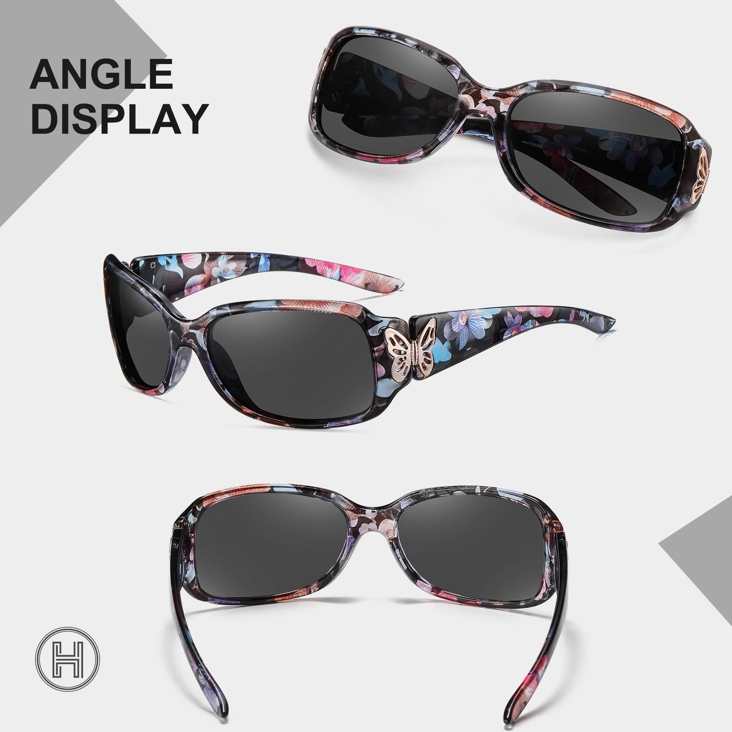 HAOLOTA Women's Polarized Sunglasses - Fashionable Wraparound Butterfly Design with UV400 Protection