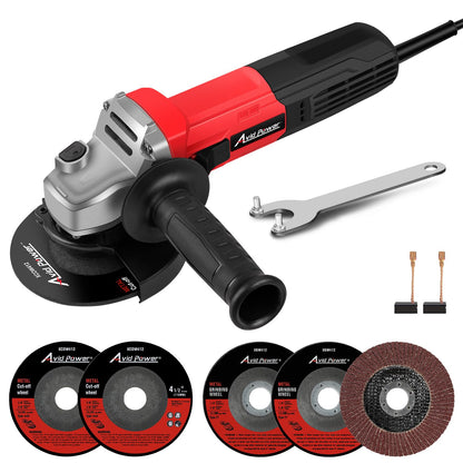 AVID POWER Angle Grinder, 7.5-Amp 4-1/2 inch Electric Grinder Power Tools with Grinding and Cutting Wheels, Flap Disc and Auxiliary Handle for Cutting, Grinding, Polishing and Rust Removal - Red
