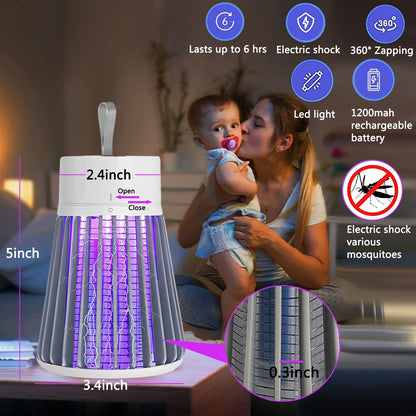 Bug Zapper Outdoor,Electric Mosquito Zapper Portable Camp Mosquito Killer,Rechargeable Indoor Fly Zapper,Electric Fly Zapper,Fly Traps,Flying Insects Zapper Indoor Outdoor (White)