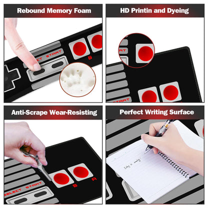 ARTSO Large Gaming Mouse Pad, Keyboard Wrist Rest Pad & Wrist Support Mousepad Set, Stitched Edge, Extended, Non-Slip Base, Memory Foam Desk Mat, Black Game Console