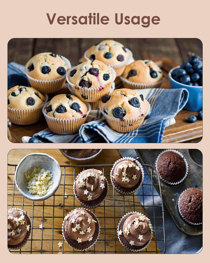 Bake Choice 200pcs Standard Black cupcake liners for baking,food grade cupcake wrappers,greaseproof parchment muffin liners for martin luther king jr day decorations