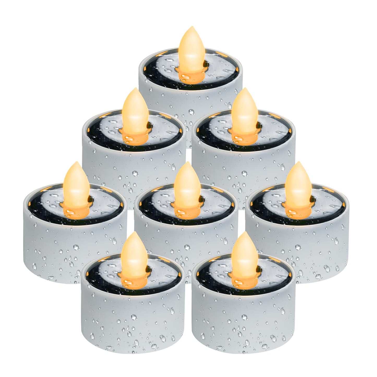 Homemory Solar Tea Lights Outdoor Waterproof, Dusk to Dawn Outdoor Lighting, Reusable LED Tea Light Candles for Lantern Garden Camping and Home Decor, Pack of 8, Warm White