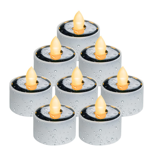 Homemory Solar Tea Lights Outdoor Waterproof, Dusk to Dawn Outdoor Lighting, Reusable LED Tea Light Candles for Lantern Garden Camping and Home Decor, Pack of 8, Warm White