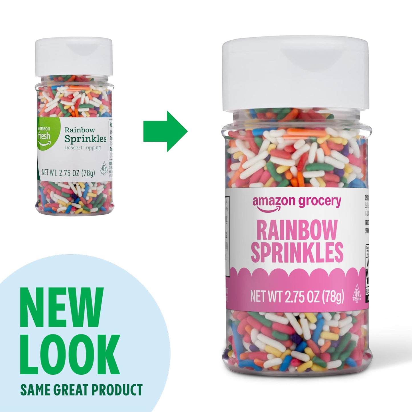 Amazon Grocery, Rainbow Sprinkles, 2.75 Oz (Previously Amazon Fresh, Packaging May Vary)