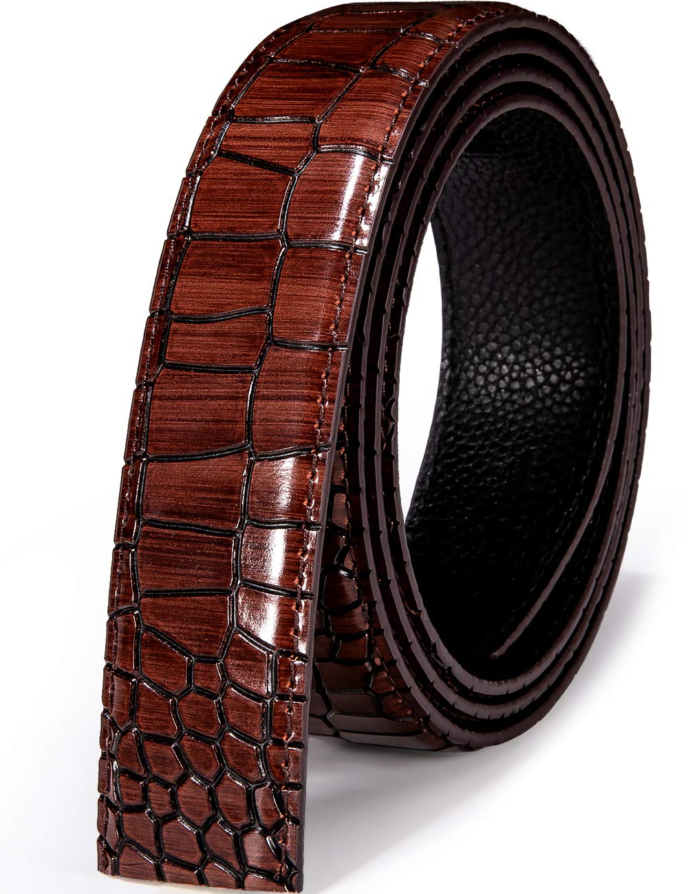 Barry.Wang Mens Burgundy Belt Genuine Leather with Gold Eagle Buckle Design Wedding Luxury Gift Adjustable