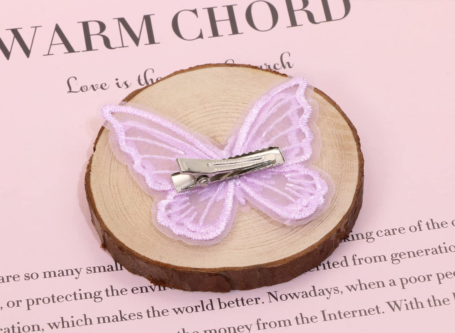Butterfly Hair Clips Penta Angel 6Pcs Lace Embroidery Flower Butterfly Hair Bow Pins Wedding Hair Accessories for Women Halloween Christmas Party Decor (Light Purple)