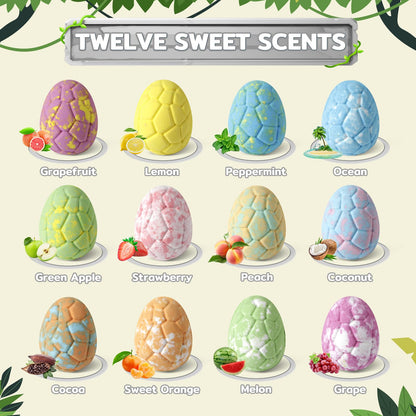 CalmNFiz Bath Bombs with Surprise Dinosaur Toys Inside, 12 Pack Organic and Natural Bubble Bath Bombs, Stocking Stuffers for Kids, Bath Bomb Set for Her/Him,Mothers Day Presents for Mom