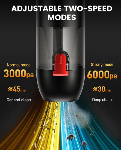 CAFELE Cordless Car Vacuum Cleaner Mini Portable Handheld Vacuum for Sofa Dog Hair with LED Flashlight, 2 Speeds, 2 Nozzles, Max 45Mins Runtime, for Car Home Office Keyboard Desk Couch